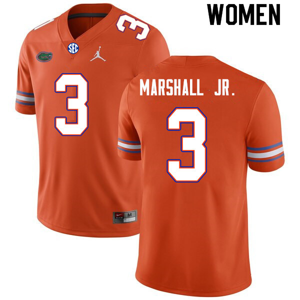 Women #3 Jason Marshall Jr. Florida Gators College Football Jerseys Sale-Orange